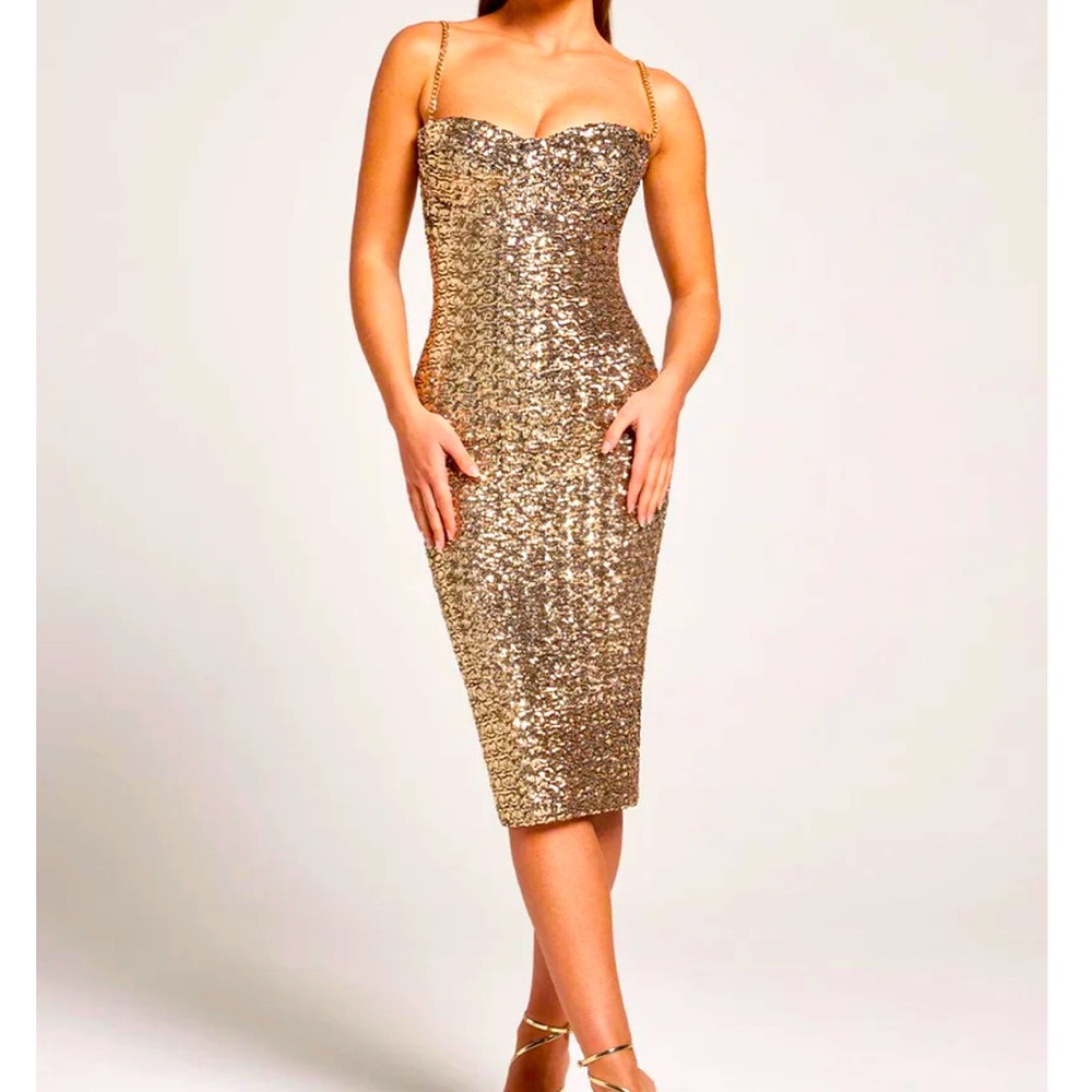 Nadine merabi gold dress